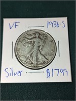VF 1936-S Silver Walking Liberty