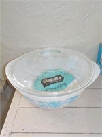 New old glasbake, 2 quart covered dish By