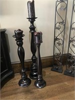 THREE LARGE CANDLE STANDS