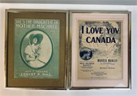 FRAMED ANTIQUE SHEET MUSIC COVERS