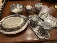 Lot of misc. silver plate items, trays, bowls c/s