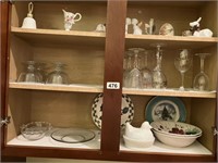 Cabinet contents - wine glasses, bowls. misc.