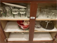 Cabinet contents - holiday glasses & misc. items