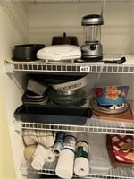 Contents of shelves in kitchen closet