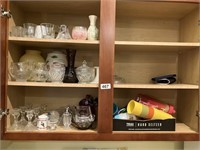 Cabinet contents - s/p shakers, glasses,