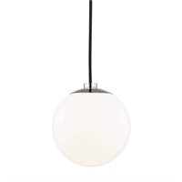 $182  Stella 1-Light Pol Nickel Pendant, Opal Glas