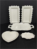 Amora White Ceramic Decorative Trays