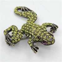 Heidi Daus Rhinestone Frog Brooch Pin