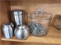 Lidded Glass Jar & Stainless Cannisters