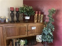 Contents of Corner Cabinet & Artificial Plant