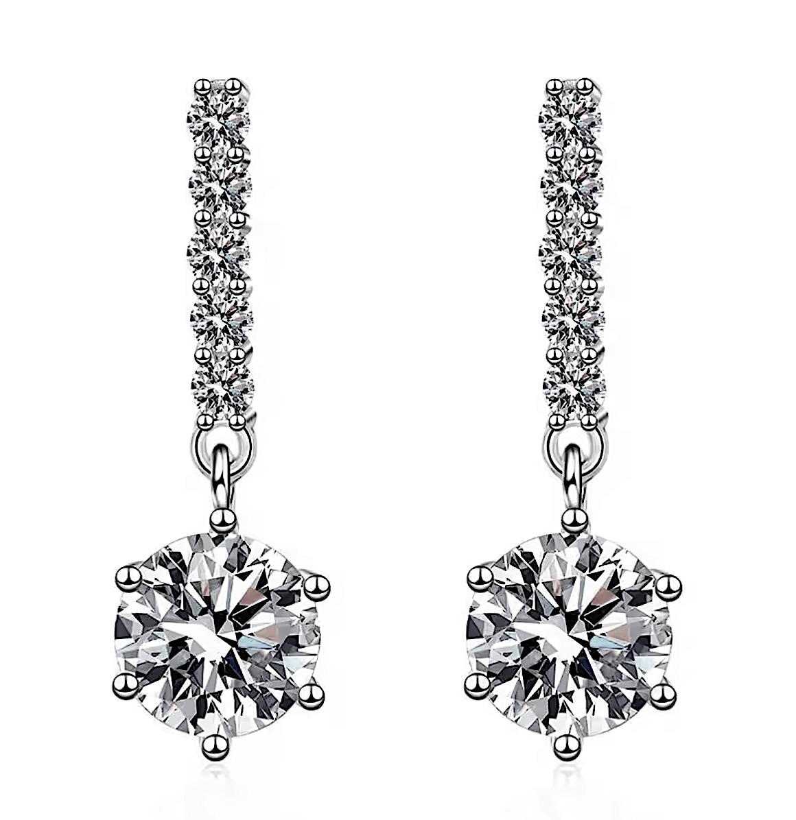 925S 1.0ct Moissanite Diamond Earrings