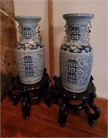 Chinese Ming blue white Xi vases