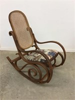 Vintage Bentwood Rocker with Upholstered Seat and