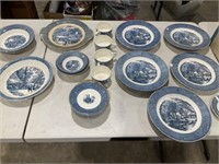 Currier&Ives dishes, plates, cups, saucers,