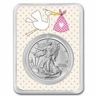 2024 1 Oz Silver Eagle " It's A Girl " Stork Card