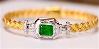 2ct Natural Emerald 18Kt Gold Bracelet