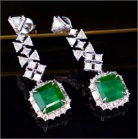 4.5ct Natural Emerald 18Kt Gold Earrings