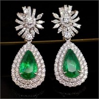 4.8ct Natural Emerald 18Kt Gold Earrings