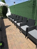 BLACK  OUTDOOR CHAIRS W/ CUSHIONS