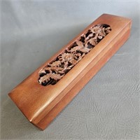 Fancy Chopstick & Rests Set in Carved Wood Box