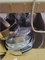 Box Lot of Various Pots and Pans