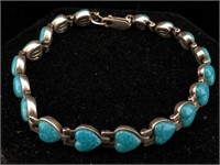Sterling Signed Bracelet w/Crushed Turquoise