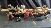 Metal Horses & firefighter carriage