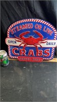 Metal crab sign