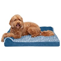 Furhaven Large Orthopedic Dog Bed Two-Tone Faux