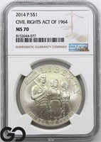 2014-P Civil Rights Act Commemorative $1 NGC MS70