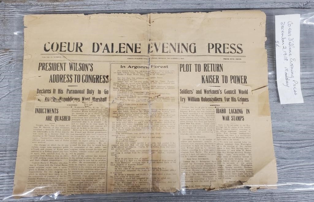 1918 Coeur D' Alene Evening Press