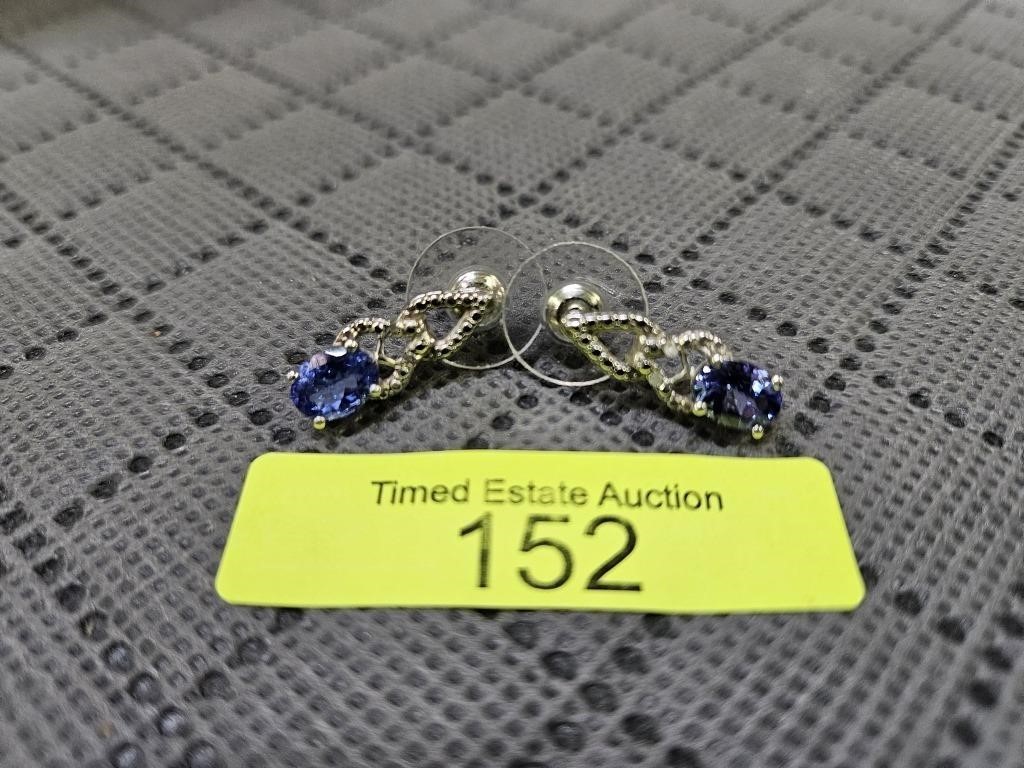 STERLING SILVER ~1CT TW TANZANITE EARRINGS