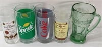 5 Glasses incl. Seagrams, Bacardi, & Coca-Cola