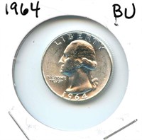 1964 Washington BU Silver Quarter