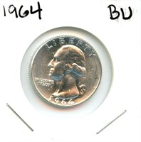 1964 Washington BU Silver Quarter