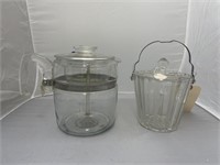 2 Pcs Glass Ice Bucket & Glass Percolator
