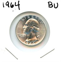 1964 Washington BU Silver Quarter