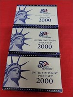 3 United States Mint Proof Sets Year 2000