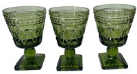 Three Vintage Green Goblets