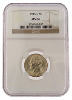 1945-S MS66 GEM Jefferson Nickel