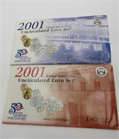 2001 US Mint Uncirculated P&D Sets - 10 Coins Each