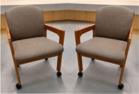Pair HARDWOOD PEAR FINISH OFFICE CHAIRS on CASTERS