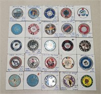 25 Foreign Casino Chips in Sleeves