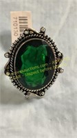 Green Emerald German Silver Size 7 Ring