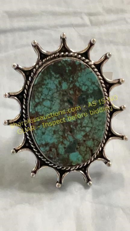 German Silver Turquoise? Size 8 Ring