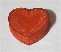 Fire Orange Glass Covered Heart Box Degenhart