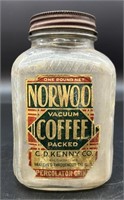 Antique Paper Label Norwood Coffee Jar