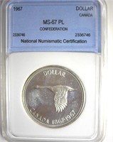 1967 Dollar NNC MS67 PL Confederation