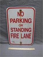 Retired Metal "No Parking Fire Lane" Sign