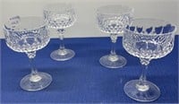 Vintage Champagne Coupe Crystal Glasses 4 Pcs
